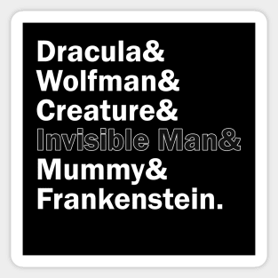 Funny Names x Universal Monsters (Dracula, Creature, Wolfman, Invisible Man, Mummy, Frankenstein) Sticker